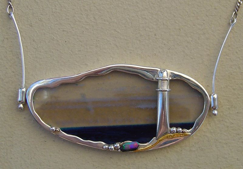 Silver Lighthouse Opal Pendant