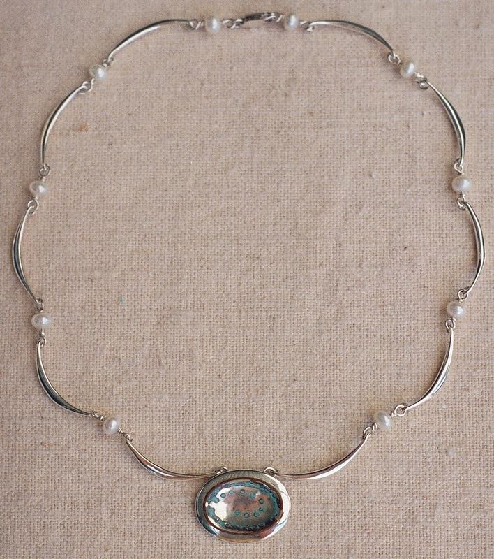 Mokume Moonpool Forged Silver Link Necklace